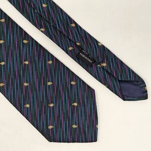 U CHICAGO SILK TIE GREEN PURPLE PAISLEY POLKA DOT STRIPE SATIN TEXTURED 3" X 54"